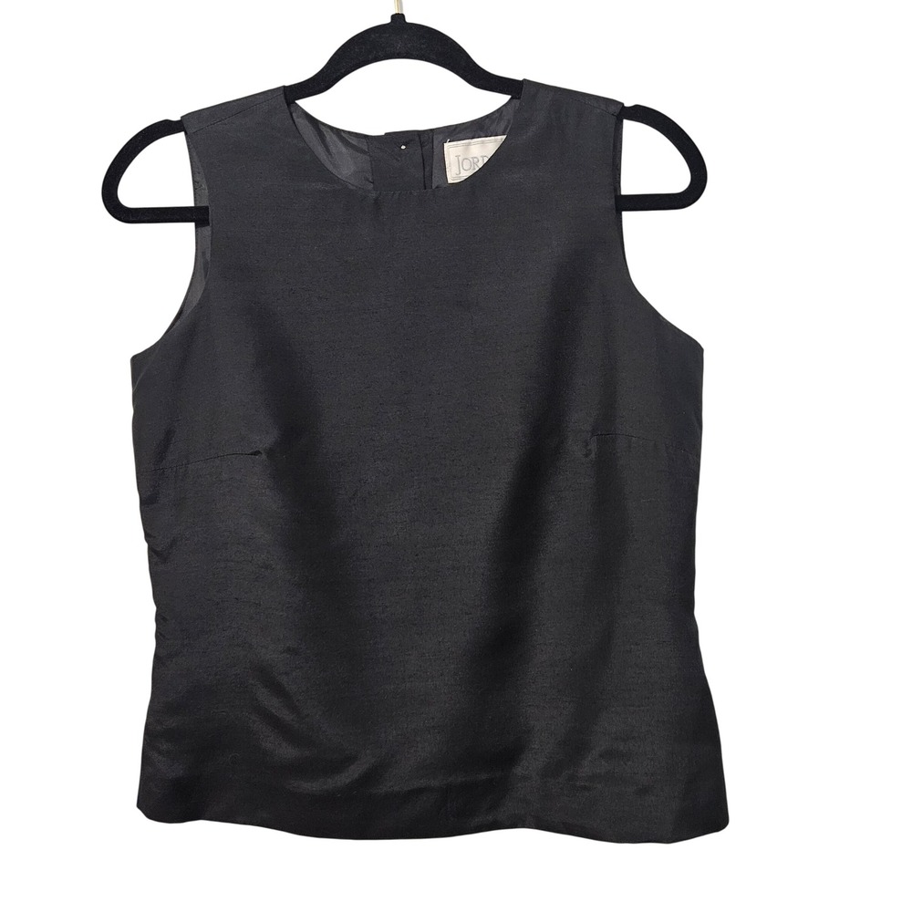 Jordan Womens Black 100% Silk Sleeveless Button Back Shell Blouse Size S